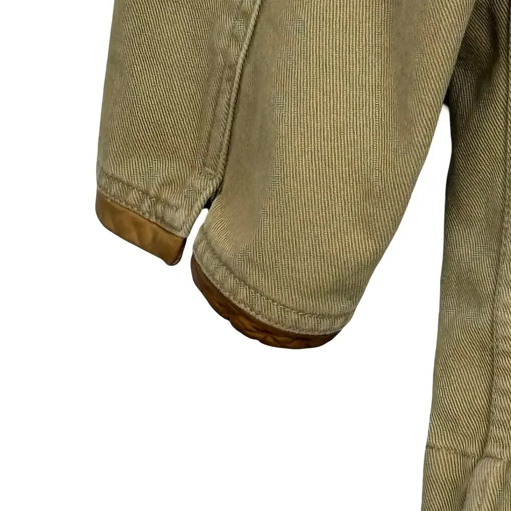 ORVIS Jacket Mens 42T Tan‎ Blazer Cotton Leather Trim Elbow Patch Safari Fishing